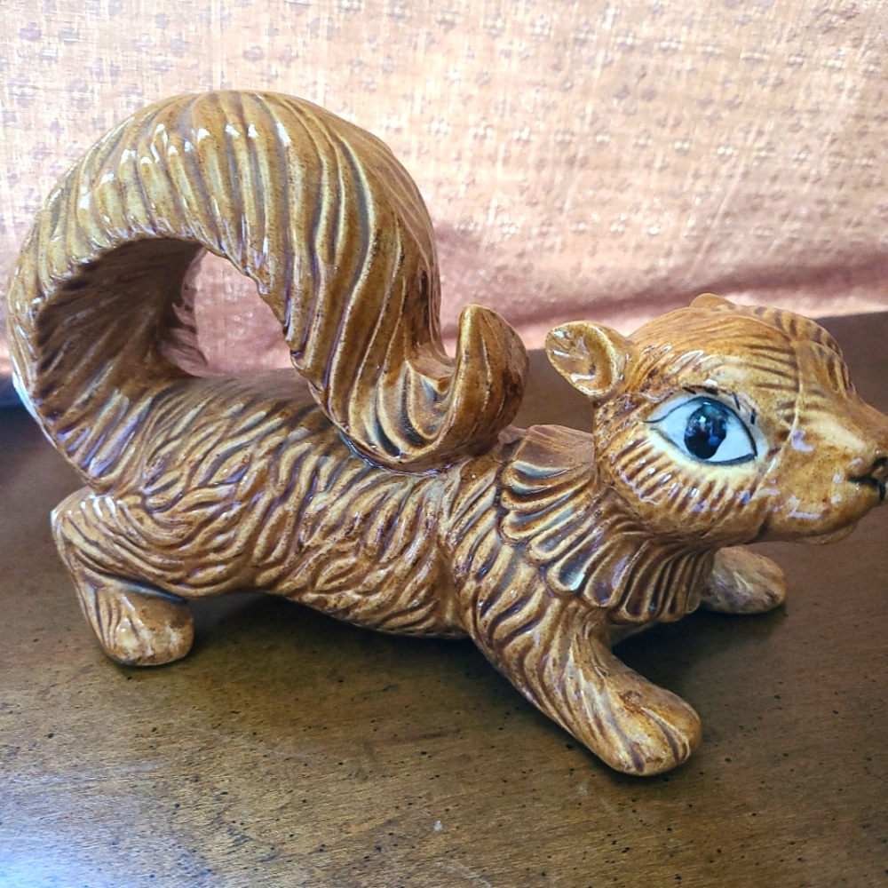 1970s Vintage ARNELS Signed Ceramic Wall Climber Squirrel